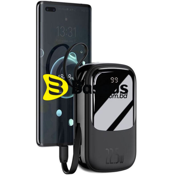 Baseus Qpow Digital Display quick charging power bank 20000mAh 22.5W  With Type-C Cable  Black PPQD-I01