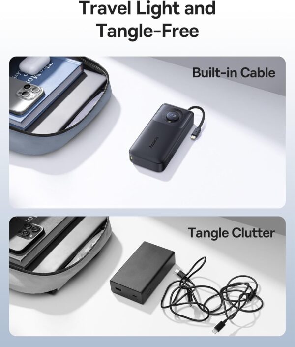 [ Premium ] Baseus Power bank 65W 20000mAh Free2pull Retractable For Macbook Laptop Mobile  P10073700123-00 - Image 2