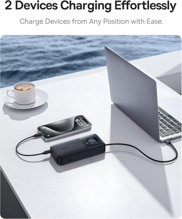 [ Premium ] Baseus Power bank 65W 20000mAh Free2pull Retractable For Macbook Laptop Mobile  P10073700123-00 - Image 3