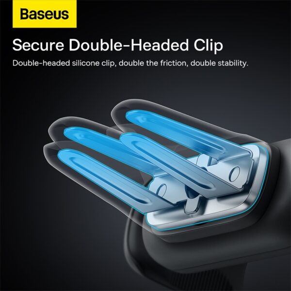 BASEUS Car Mobile Holder Steel Cannon 2 Air Outlet Car Mount Spring Clip Mobile Phone Holder - Black - Image 2