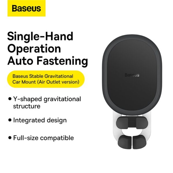 BASEUS Car Mobile Holder Stable Gravitational Car Mount Air Outlet Mobile Phone Holder Bracket - Black SUWX000001