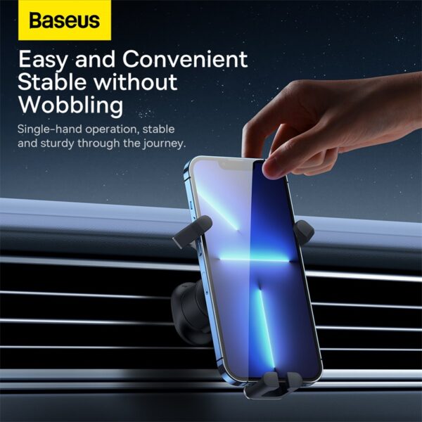 BASEUS Car Mobile Holder Stable Gravitational Car Mount Air Outlet Mobile Phone Holder Bracket - Black SUWX000001 - Image 3