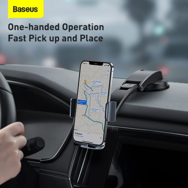 Baseus Easy Control Clamp Car Mount Holder A Set Air Vent & Dashboard  Black SUYK000001 - Image 5