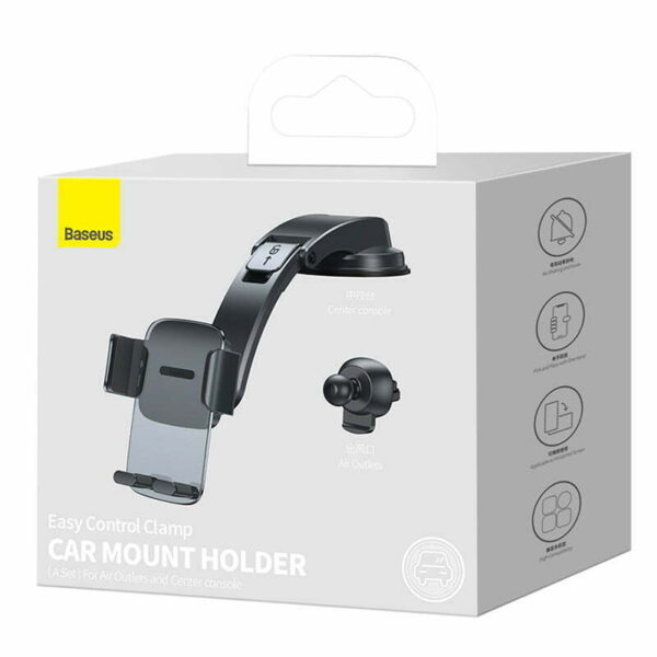 Baseus Easy Control Clamp Car Mount Holder A Set Air Vent & Dashboard  Black SUYK000001 - Image 4