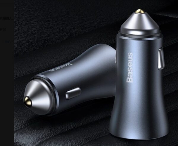 Baseus Car Charger Golden Contactor Pro Dual Quick Charger U+C 40W With Type-C to Lightning For Iphone Data Cable 1m Black Dark Gray TZCCJD-B0G - Image 5