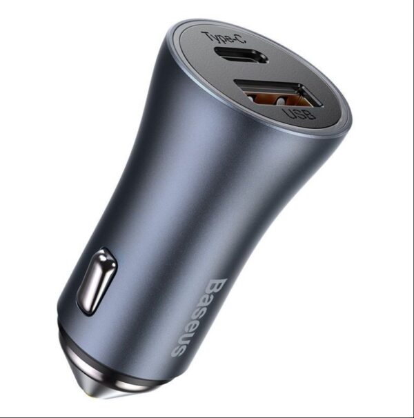 Baseus Car Charger Golden Contactor Pro Dual Quick Charger U+C 40W With Type-C to Lightning For Iphone Data Cable 1m Black Dark Gray TZCCJD-B0G - Image 6
