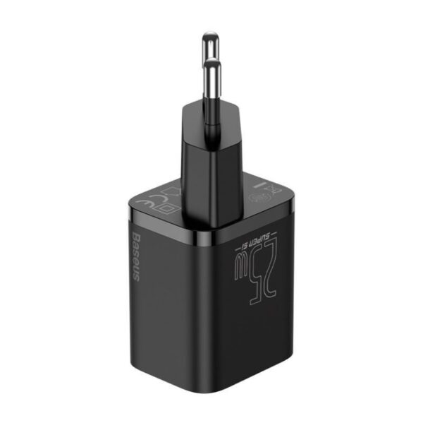 Baseus Charger 25W Super Si Quick Adapter 1C  EU Sets Black With Type-C to Type-C Cable 3A 1m Black TZCCSUP-L01 - Image 4