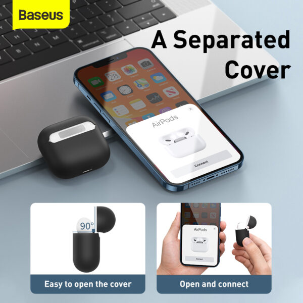 Baseus Apple Air Pods 2021 Case Super Thin Silica Gel Black WIAPPOD-CBZ01 - Image 5