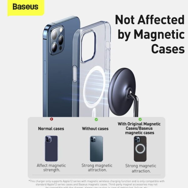 Baseus Swan 2-in-1 Wireless Magnetic Charging Bracket 20W Quick Charger 12V 2A  With USB For type-C 3A 1m Black - Image 4
