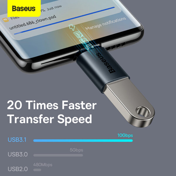 Baseus OTG Ingenuity Series Mini OTG Adaptor Type-C to USB-A 3.1 Blue ZJJQ000003 - Image 2