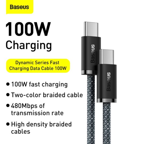 Baseus Cable Type-C to Type-C Dynamic Series Fast Charging Data Cable  100W 2m Slate Gray CALD000316