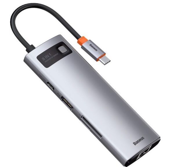 BASEUS Metal Gleam Series 8-in-1 Multifunctional Type-C HUB Docking Station CAHUB-CV0G - Dark Grey - Image 4