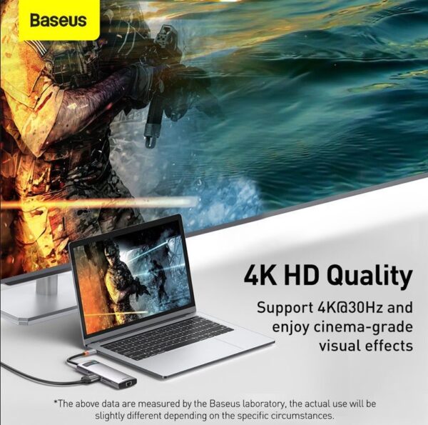 BASEUS Metal Gleam Series 8-in-1 Multifunctional Type-C HUB Docking Station CAHUB-CV0G - Dark Grey - Image 3