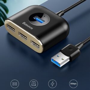 Baseus Hub 4in1 Square Round USB 3.0 x1 USB 2.0x3 Cahub-Ay01