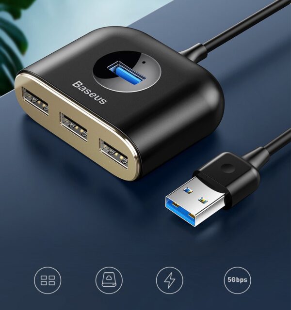 Baseus Hub 4in1 Square Round USB 3.0 x1 USB 2.0x3 Cahub-Ay01