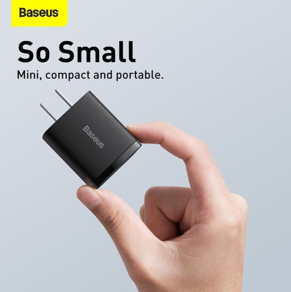 Baseus 20w charger CCXJ-01 Compact Super Quick Charger Dual Port U+C  CN/US Black - Image 2