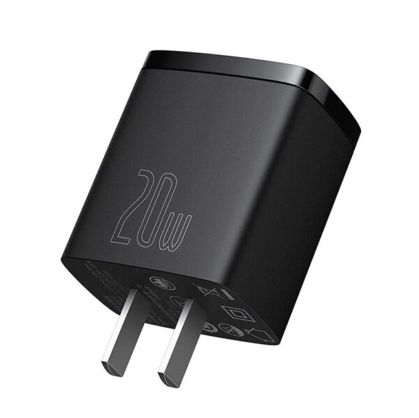 Baseus 20w charger CCXJ-01 Compact Super Quick Charger Dual Port U+C  CN/US Black - Image 7