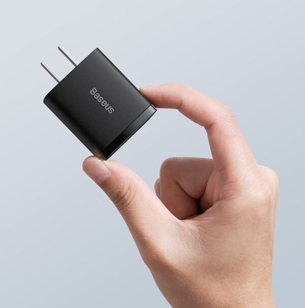 Baseus 20w charger CCXJ-01 Compact Super Quick Charger Dual Port U+C  CN/US Black - Image 3