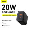 Baseus 20w charger CCXJ-01 Compact Super Quick Charger Dual Port U+C  CN/US Black