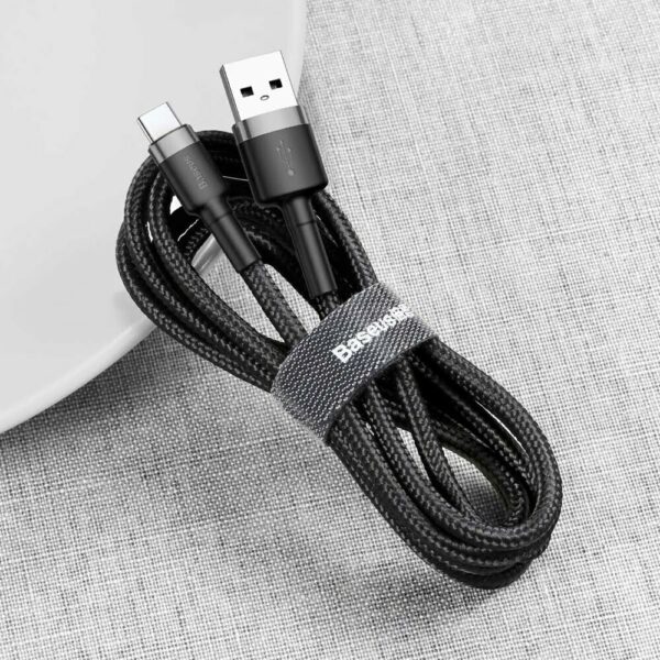 Baseus Cafule Cable Durable Nylon Braided Wire  USB Type-C QC3.0 3A 1M black-grey CATKLF-BG1