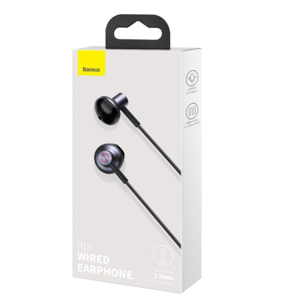Baseus Encok 3.5mm Wired Earphone H19 Black NGH19-01 -  3 months Replacement Guarantee - Image 3