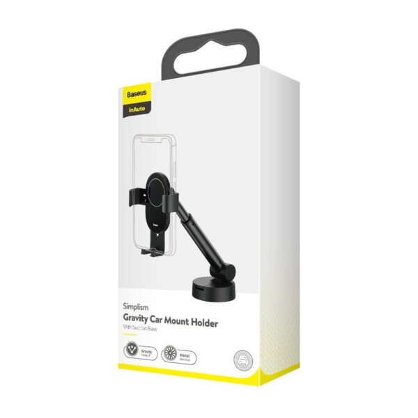 Baseus Gravity Car Mount Dashboard Windshield Phone Bracket Holder black  SUYL-JY01 - Image 2