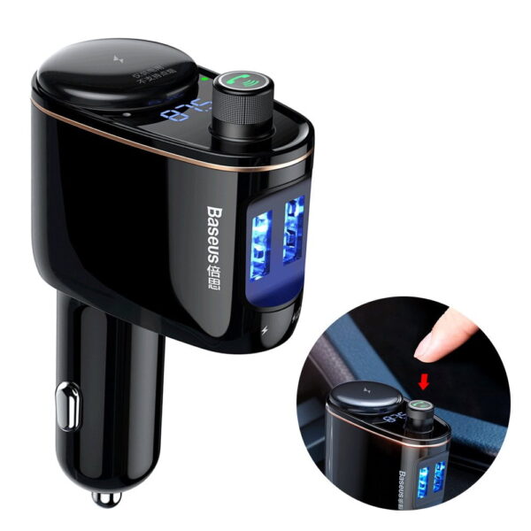 Baseus Locomotive Bluetooth FM Transmitter MP3 Car Charger 2x USB 3.4A black (CCALL-RH01) - Image 2