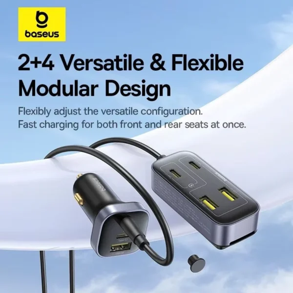 Baseus Car Charger Backseat Pal L1 110W 3USB 3Type-c With 1.5M Extension Cable C00081100121-00