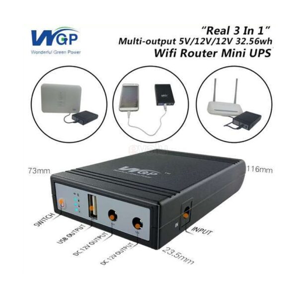 WGP Mini UPS- Router + ONU Backup Up To 8 Hours (5V, 9V, 12V Output) - Image 2