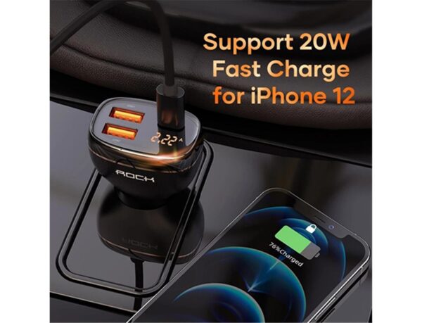 ROCK C301 60W Digital Display Car Charger - Image 2