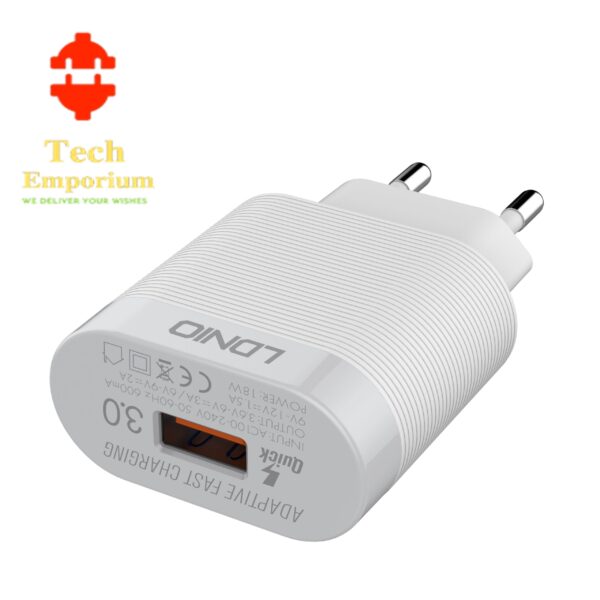 LDNIO 3A Travel Charger with Micro USB Cable EU (A303Q) – White - Image 2