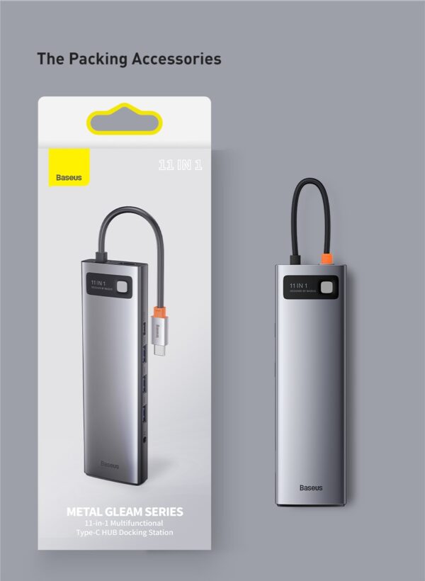 Baseus Multifunctional Type-C HUB Metal Gleam Series 11-in-1 Docking Station - Image 2