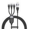 BASEUS Flash Series Two-for-Three Fast Charging Data Cable U+C to Micro+Lightning+Type-C 100W Charging Cable, 1.2M