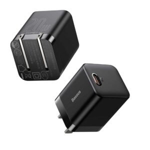 Baseus 20W PD Super Si Quick Charger With USB C to Lightning Cable 1M (TZCCSUP-A01) – Black