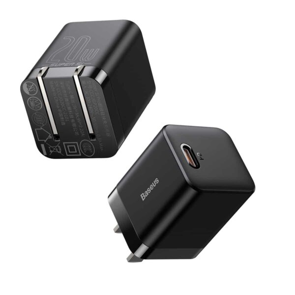 Baseus 20W PD Super Si Quick Charger With USB C to Lightning Cable 1M (TZCCSUP-A01) – Black