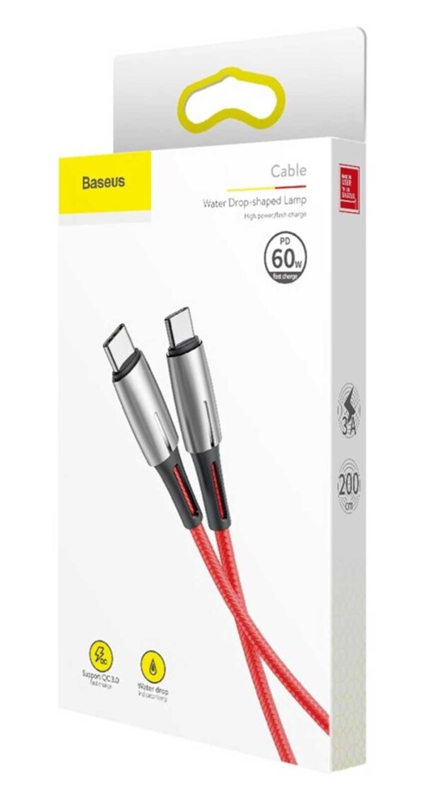BASEUS WATER DROP SHAPED USB TYPE-C DATA CABLE - RED - Image 2