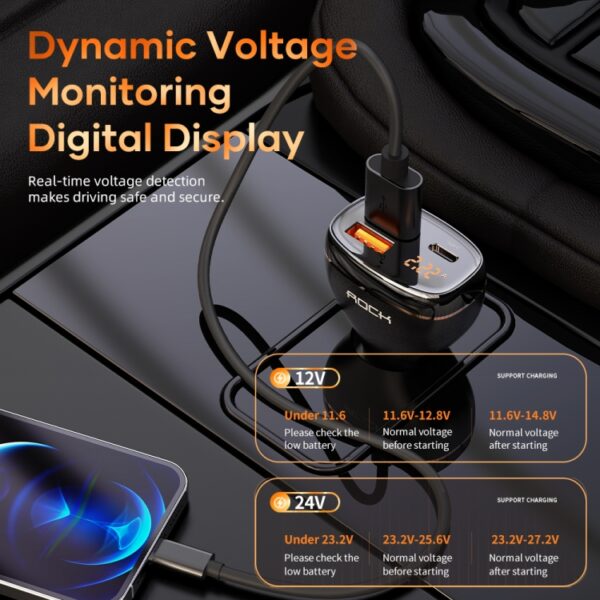 ROCK C301 60W Digital Display Car Charger