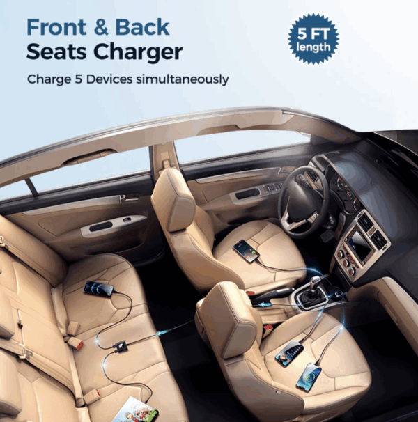 JR-CL05 5 multi-port (2 PD + 3 QC3.0) fast car charger - Image 4