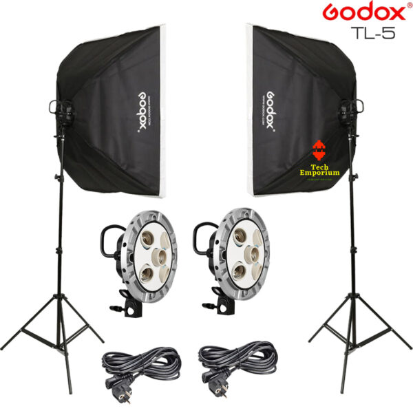 Godox TL-5 5in1 Bulb Head Multi-Holder Tricolor+Light Stand+ softbox 60*60cm Camera Photography Lighting 2pcs Set - Image 2