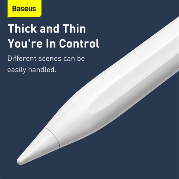 BASEUS Smooth Writing (Active + Passive Version) Universal Type-C Charging Capacitive Stylus Pen with 1 Active Tip + 1 Passive Cap – White ACSXB-C02 Ipad Only - Image 2