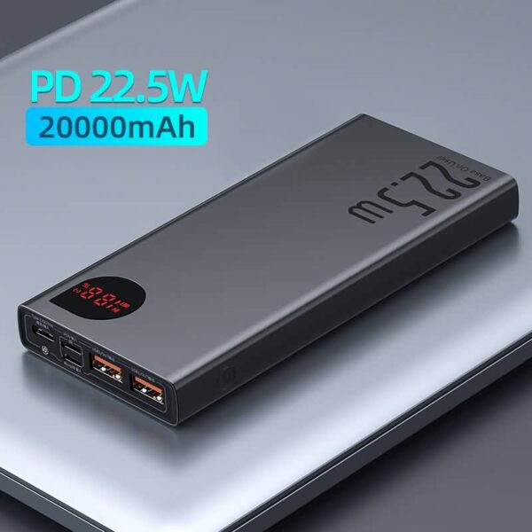 Baseus Power Bank Adaman 22.5w 20000Mah PPAD000101 Metal Digital Display Quick Charge Power Bank