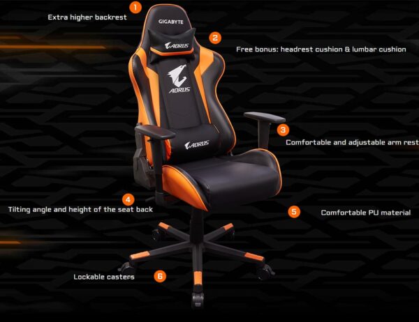 GIGABYTE Gaming Chair For Gamers And Tech YouTubers (AORUS AGC300, Rev2.0) - Image 3