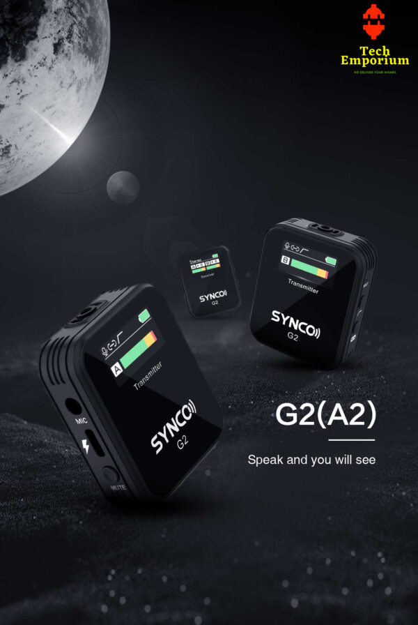 SYNCO G2(A2),2.4G Wireless Lavalier Microphone System Dual Transmitter & 1 Receiver Lapel mic for Vlogging Streaming YouTube go wirelessly on Camera Smartphone Tablet, SYNCO-G2-Wireless-Go-Microphone - Image 3