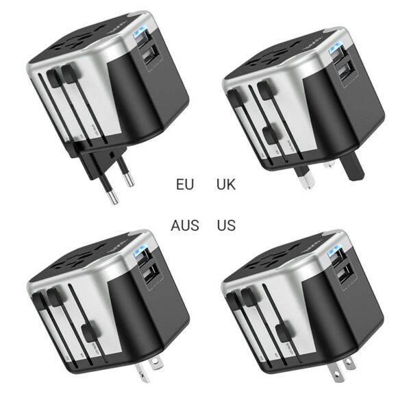 Hoco AC5 2USB+1Socket Universal Travel Adapter - Image 2