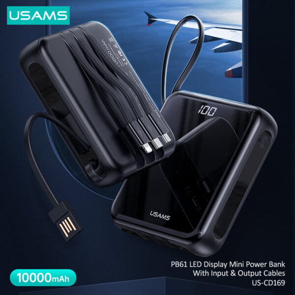 USAMS US-CD169 PB61 LED Display Mini Power Bank 10000mAh - Image 3
