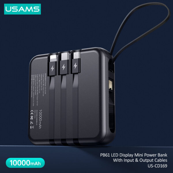 USAMS US-CD169 PB61 LED Display Mini Power Bank 10000mAh - Image 4